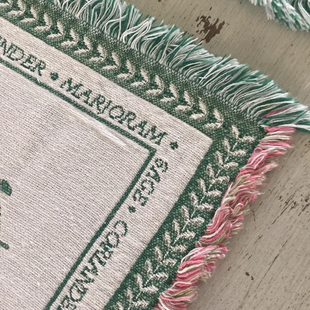 Vintage Herbal Garden Floral Fringed Placemats Set of Two